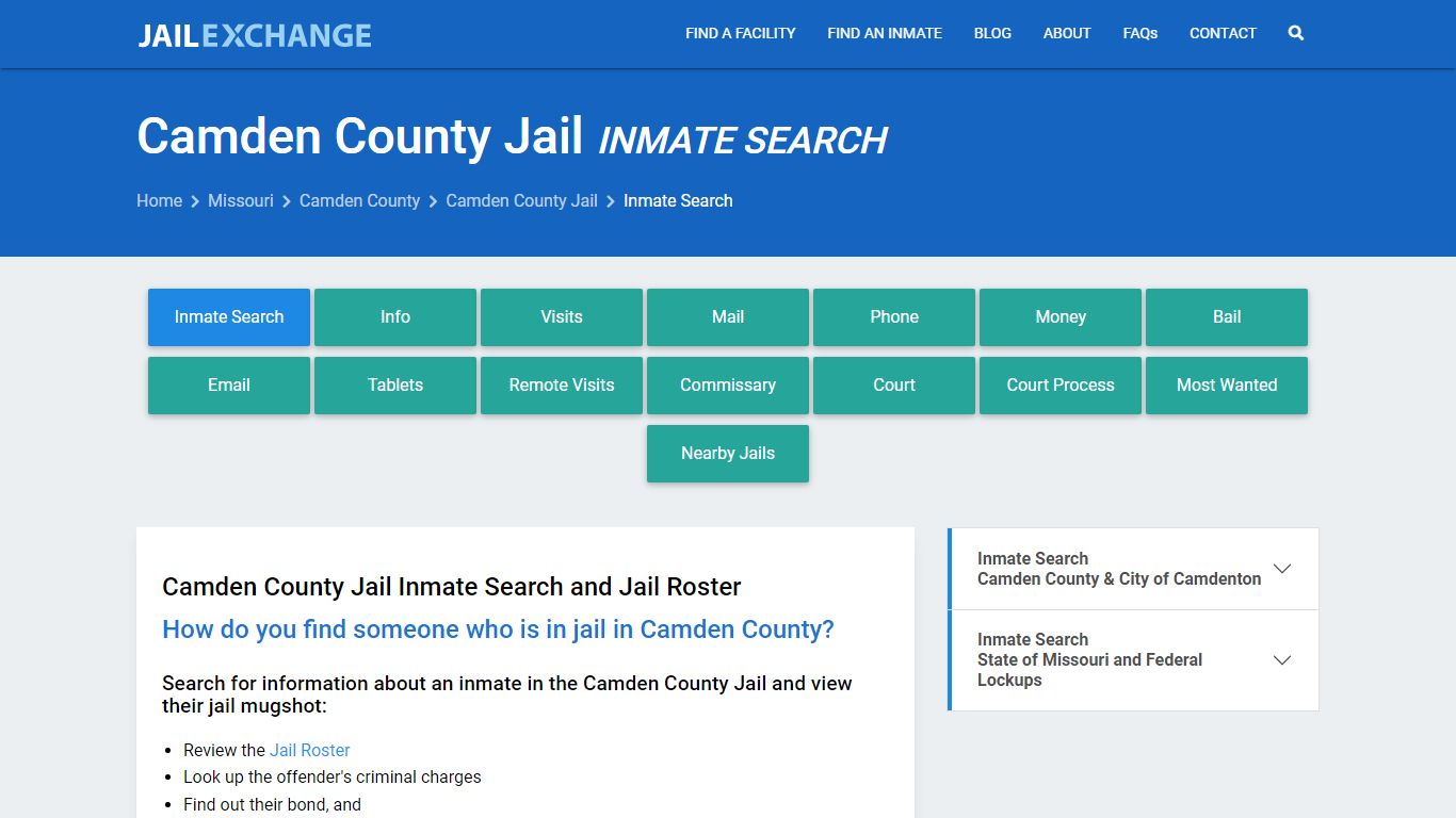 Inmate Search: Roster & Mugshots - Camden County Jail, MO