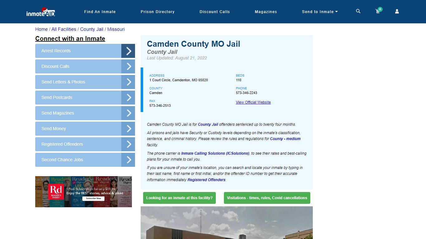 Camden County MO Jail - Inmate Locator - Camdenton, MO